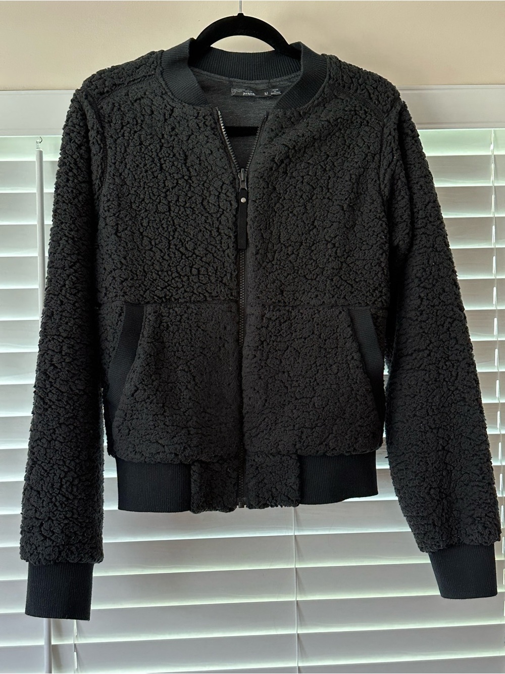 prAna Reversible Sherpa Fleece Bomber Jacket Black Gray M